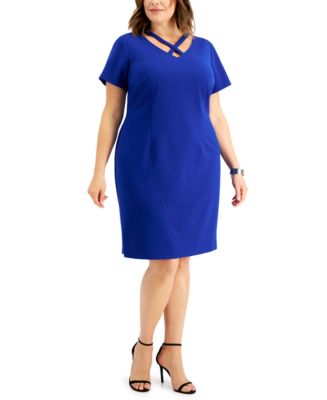Connected Plus Size Cross-Front Sheath Dress - Macy's