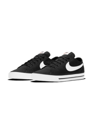 Nike Men's Court Legacy Canvas Casual Mid Sneakers From Finish Line In Black, White