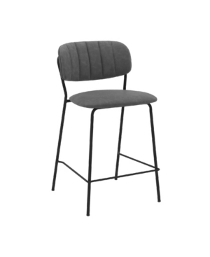 Shop Armen Living Carlo Faux Leather And Metal Counter Height Bar Stool In Gray