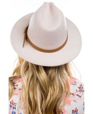 Women's Faux Leather Knotted Band Wool Blend Felt Hat