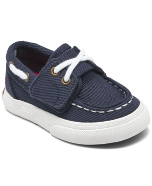 Polo Ralph Lauren Kids' Little Boys Bridgeport Ez Slip-on Casual Boat Sneakers From Finish Line In Navy, White