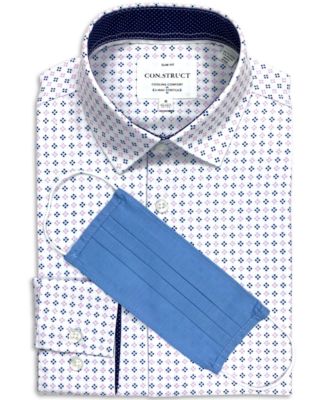 ConStruct Con.Struct Men's Slim-Fit Performance Stretch Quad Diamond Print Dress  Shirt and Free Face Mask, Created for Macy's - Macy's