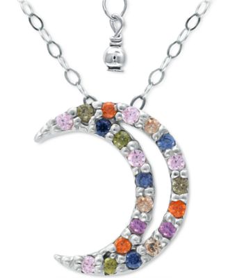 Giani Bernini - Rainbow Cubic Zirconia Crescent Moon Pendant Necklace, 16" + 2" extender