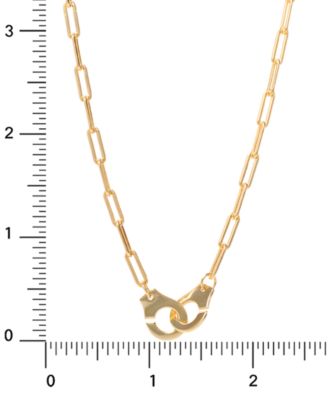 Handcuff Paperclip Link Pendant Necklace in 18k Gold-Plated Sterling Silver, 16" + 2" extender