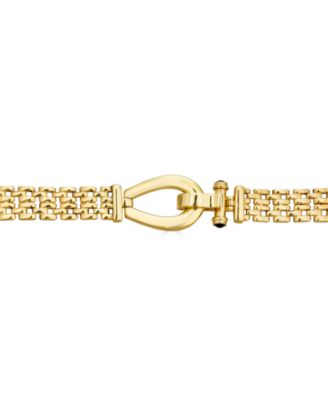 Black Spinel Horseshoe Clasp Panther 17 Collar Necklace in 14k Gold-Plated Sterling Silver