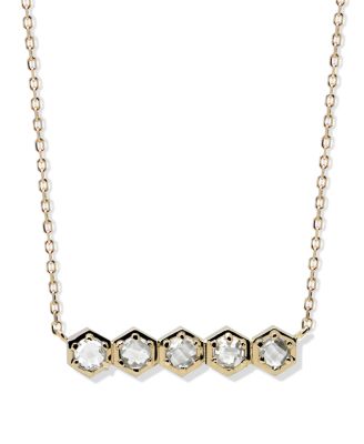 Jac + Jo by Anzie - White Topaz (5/8 ct. t.w.) Bolt Mini Bar Necklace in 14k Yellow Gold