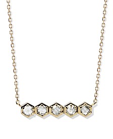 White Topaz (5/8 ct. t.w.) Bolt Mini Bar Necklace in 14k Yellow Gold