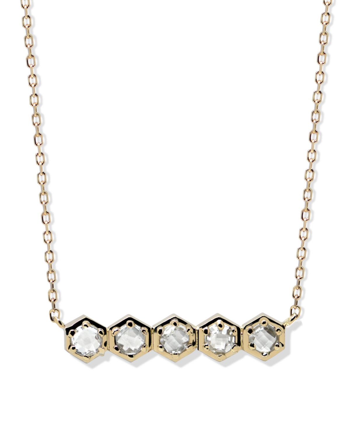 White Topaz (5/8 ct. t.w.) Bolt Mini Bar Necklace in 14k Yellow Gold - Clear