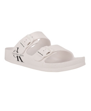 Calvin Klein Men's Zion Open Toe Casual Slip-on Sandals In White