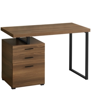 Monarch Specialties Desk With 3 Storage Drawers And Floating Desktop In Brown