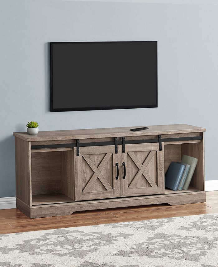 Monarch Specialties TV Stand with 2 BarnStyle Sliding Doors Macy