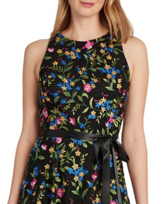 Tahari ASL Floral-Embroidered A-Line Dress  