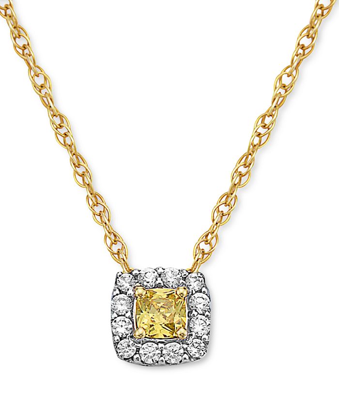 Macy's Diamond Pendant Necklace 18" (1/4 ct. t.w.) in 14K Yellow Gold
