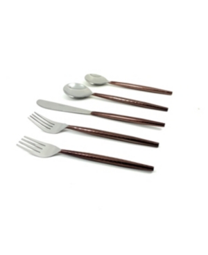 Vibhsa Flatware 5 Piece Place Setting (hammered Handle) In Dark Brown