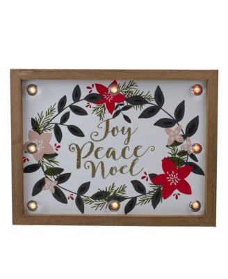 Framed Floral "Joy Peace Noel" Wooden Christmas Wall Plaque