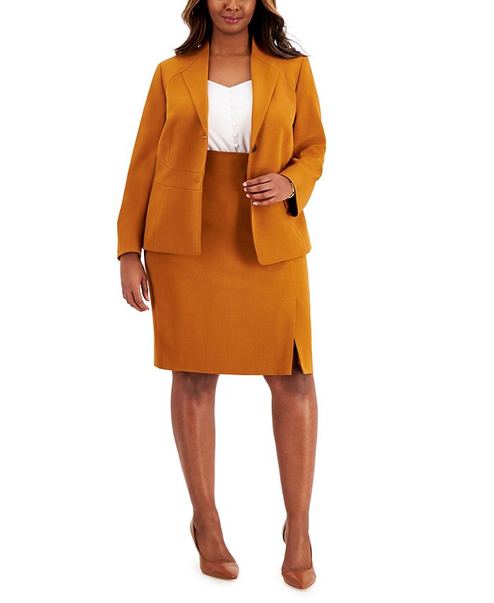 Le Suit Plus Size Collar-Less Crepe Skirt Suit & Reviews - Wear to Work ...