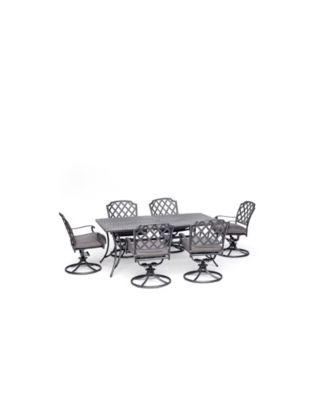 Agio - Vintage II Outdoor Aluminum 7-Pc. Dining Set (72" x 38" Dining Table & 6 Swivel Rockers)