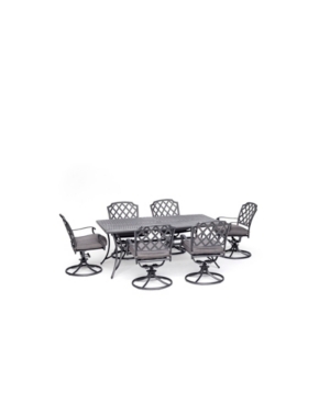 Furniture Vintage Ii Outdoor 7-pc. Dining Set (72" X 38" Dining Table & 6 Swivel Rockers) With Outdura Cushion In Remy Graphite