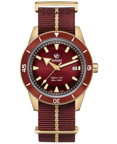Мужские часы Rado Swiss Automatic Captain Cook Red Nato Strap Watch 42mm