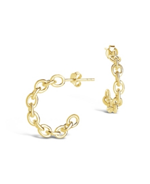 Shop Sterling Forever Women's Delicate Chain 14k Gold Plated Hoop Earrings In Gold-tone