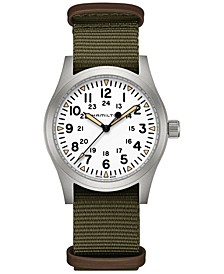 Men's Swiss Khaki Field Green Textile Strap Watch 42mm