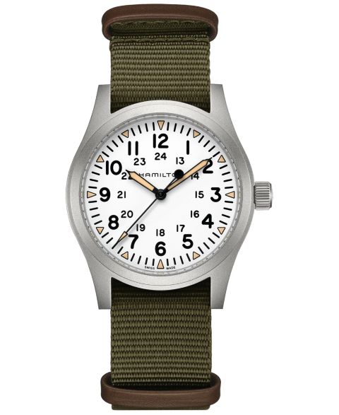 Мужские часы Hamilton Swiss Khaki Field Green Textile Strap Watch 42mm