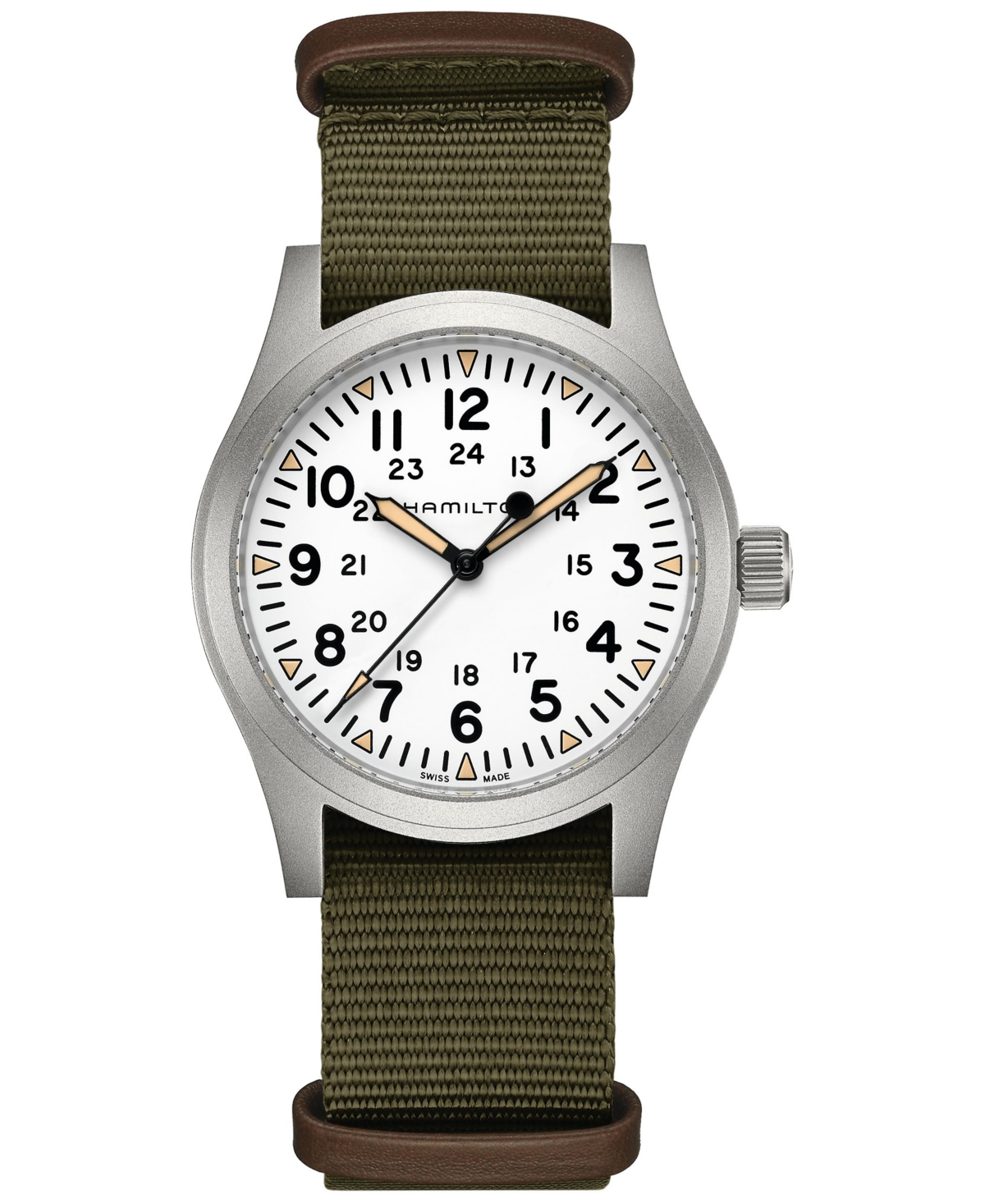 Men's Swiss Khaki Field Green Textile Strap Watch 42mm - Green