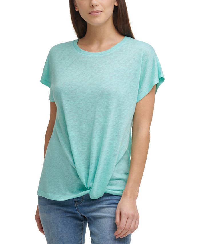 DKNY Jeans Knot-Front Top & Reviews - Tops - Women - Macy's