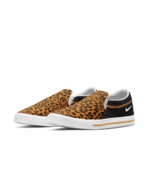 NIKE WOMEN'S COURT LEGACY LEOPARD SLIP-ON CASUAL SNEAKERS FROM FINISH LINE