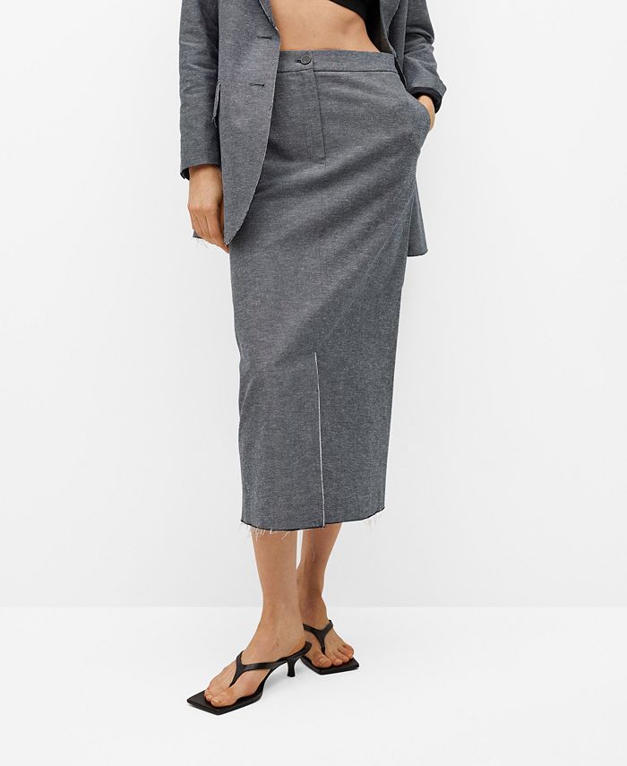 Mango grey hot sale pencil skirt