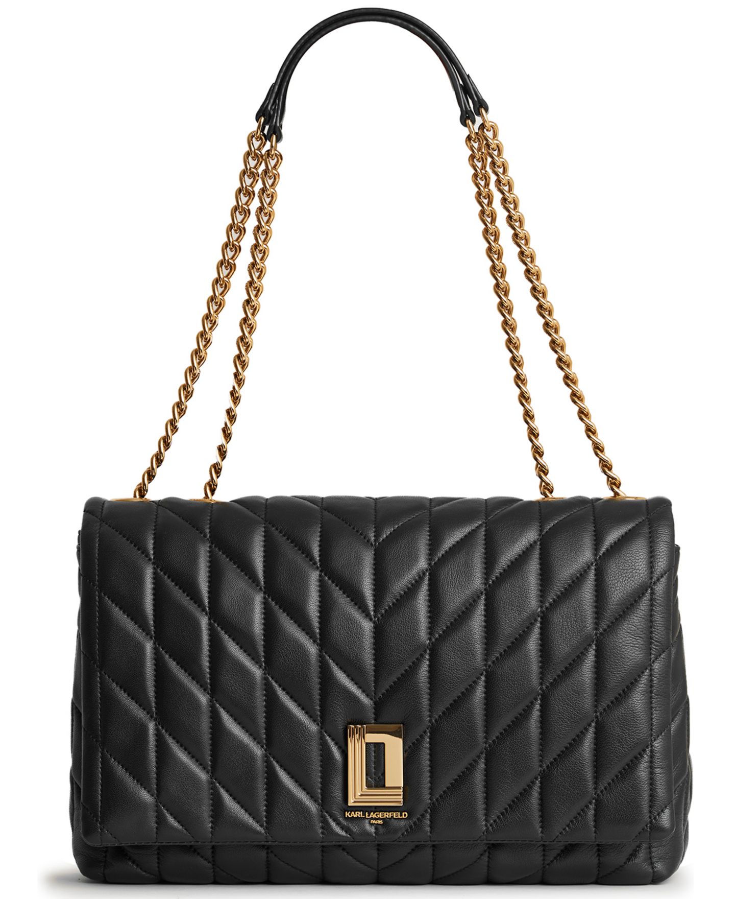 Женская сумка KARL LAGERFELD PARIS Lafayette Large Shoulder, цвет: Чёрный / Золотой — фото 1
