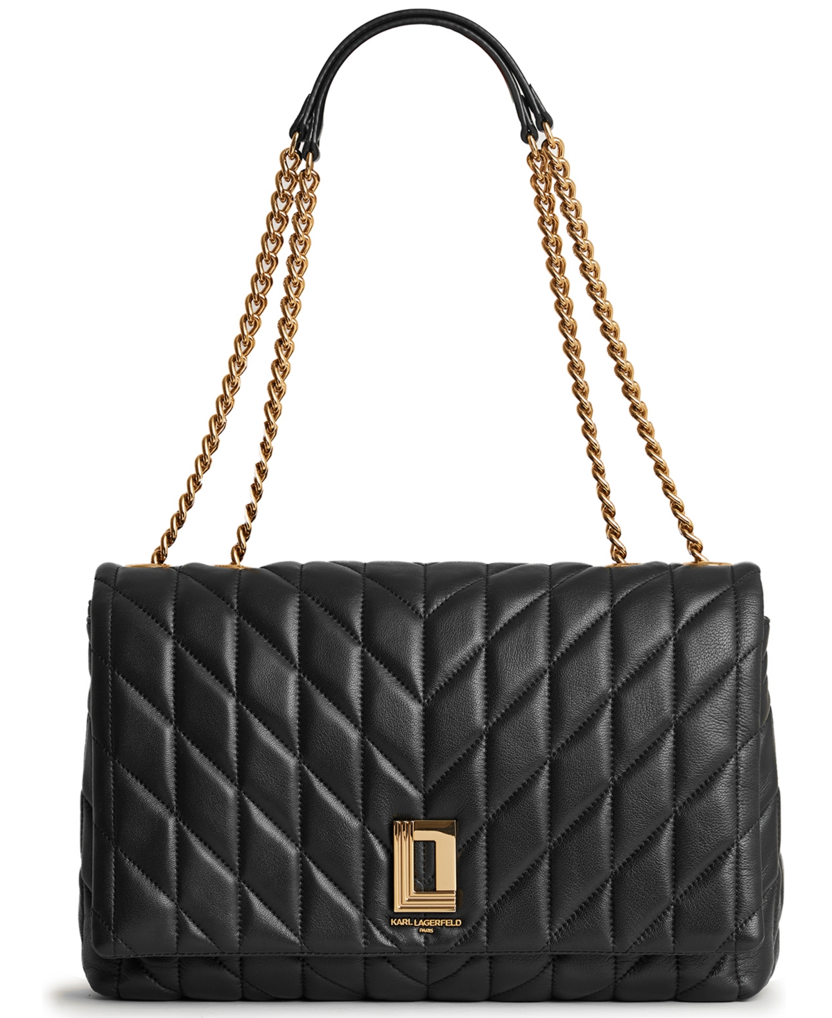 Shop Karl Lagerfeld Lafayette Shoulder Bag In Black,gold
