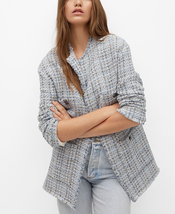 MANGO Pocket Tweed Jacket - Macy's
