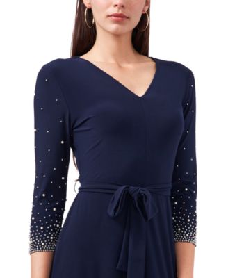 V-Neck Beaded Midi Dress