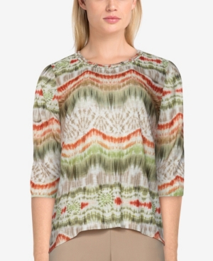 Alfred Dunner Women's Missy San Antonio Casual Colorful Striped Top In Multi