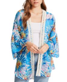 Crochet-Trim Tie-Dyed Kimono