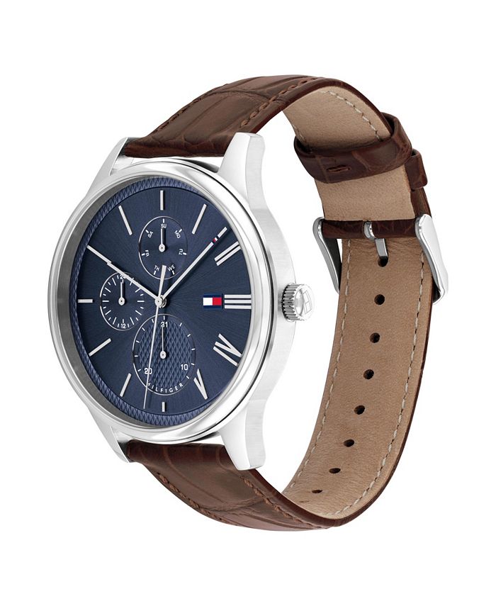 Tommy Hilfiger Men's Brown Leather Strap Watch 44mm Macy's