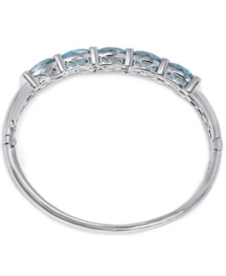 Blue Topaz (14 ct. t.w.) & Diamond (1/8 ct. t.w.) Bangle Bracelet in Sterling Silver