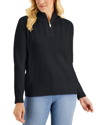 Karen Scott Hannah Quarter-Zip Cotton Sweater, Created for Macy's - Macy's