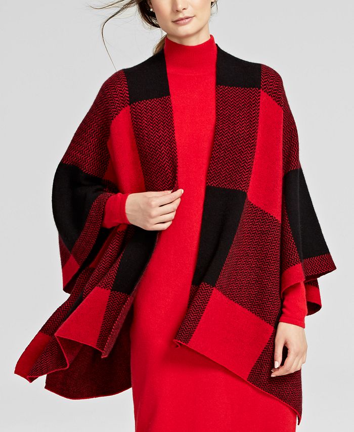 Charter Club Buffalo Plaid Cashmere Poncho Created for Macy s Macy s