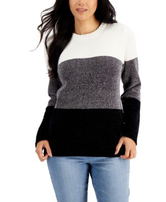 Petite Colorblock Chenille Sweater, Created for Macy's