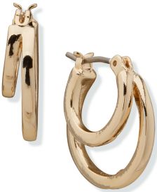 Gold-Tone Small Split Hoop Earrings, 0.65" 