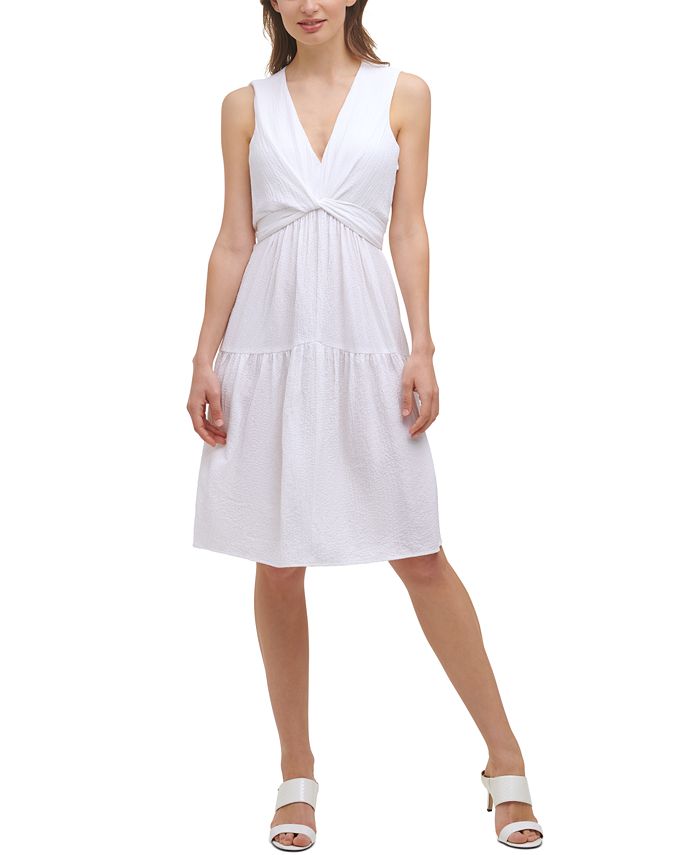 Calvin Klein Tie-Waist A-Line Dress - Macy's