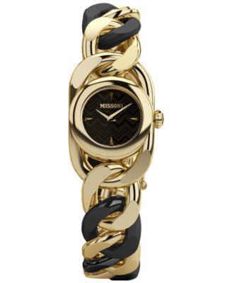 Missoni - Women's Swiss Gioiello Black & Gold Ion-Plated Link Bracelet Watch 23mm