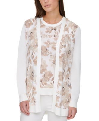 Calvin Klein - Printed-Front Open Cardigan