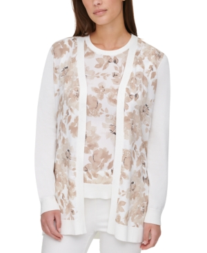 Calvin Klein Printed-Front Open Cardigan