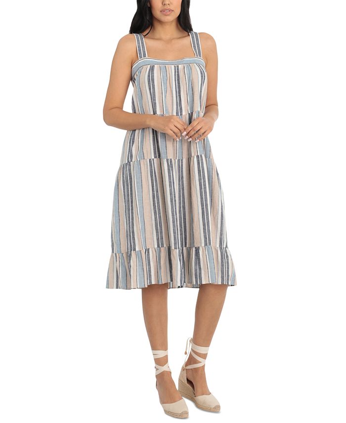 London Times Petite Striped Tiered Midi Dress & Reviews - Dresses ...