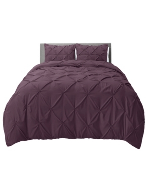 Nestl Bedding Bedding 3 Piece Pinch Pleat Duvet Cover Set, King In Eggplant Purple