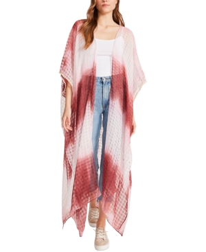 Steve Madden Checked Tie-Dyed Cotton Duster Ruana