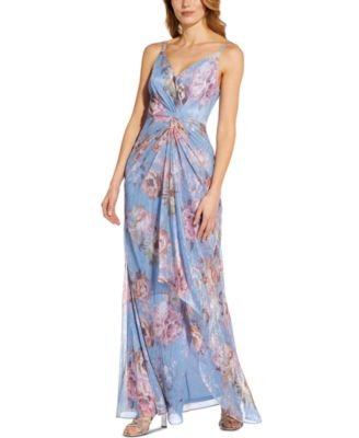 Adrianna Papell Metallic Floral Gown - Macy's